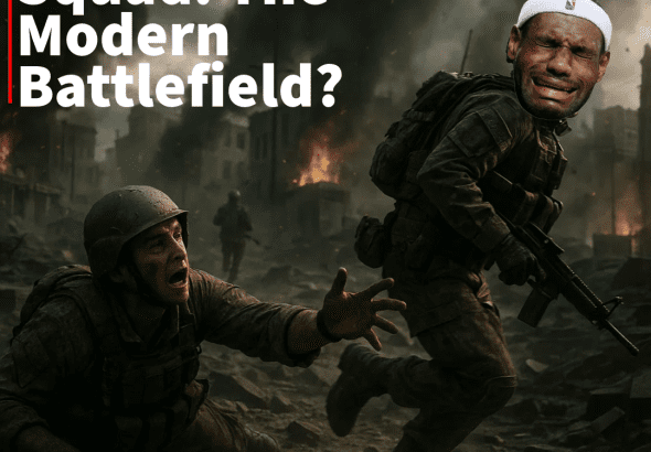 Soldier runs past fallen teammate in Battlefield with headline 'Stats Over Squad: The Modern Battlefield?