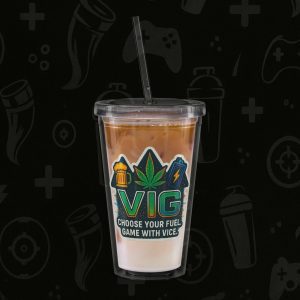 VIG Clear Plastic Tumbler – 16 oz with Lid & Straw